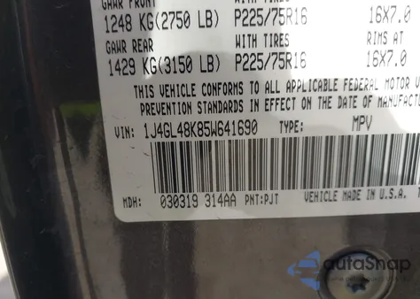 2005 Jeep Liberty Sport из США, поврежденный, VIN 1J4GL48K85W641690